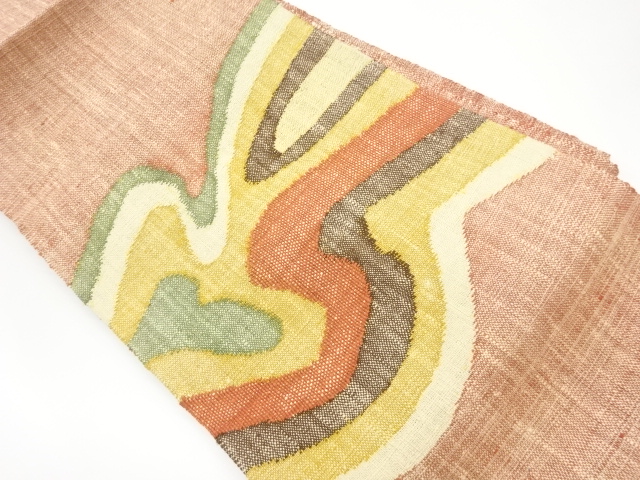 JAPANESE KIMONO / VINTAGE NAGOYA OBI / MAWATA TSUMUGI / WOVEN ABSTRACT
